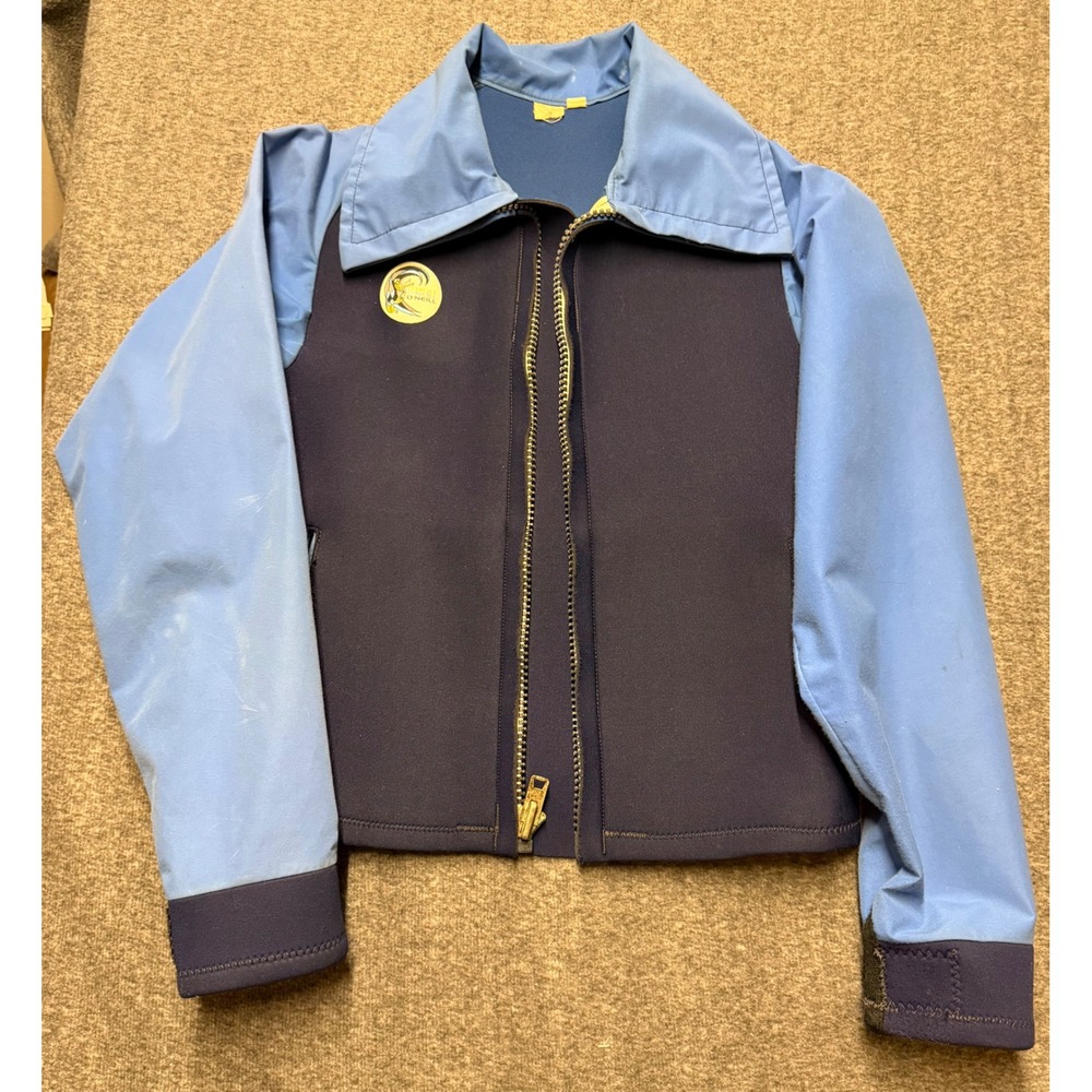 Vintage O'Neill Wetsuit Jacket Blue Neoprene Full Zip Surf Top Mens Medium